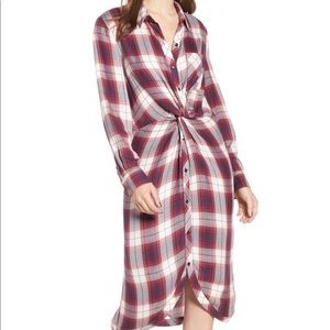 NWOT Caslon Twist Front Plaid Shirtdress